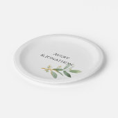 パーソナライズされた水彩緑化とフェイク金ゴールド ペーパープレート (アングル)