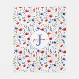 パーソナライズされた水彩野草フリースブランケット フリースブランケット
