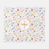 パーソナライズされた水彩野草フリースブランケット フリースブランケット (正面(横))