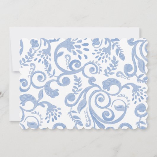 パーソナライズされた水彩青紫陽花 サンキューカード (裏面)