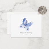 パーソナライズされた水彩青蝶 ノートカード (正面/裏面インサイチュ)