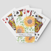 パーソナライズされた水彩黄色ひまわり トランプ (裏面)