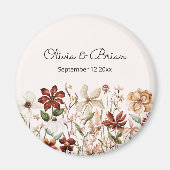 パーソナライズされた水彩 ヴィンテージ ワイルドフラワー メドウ マグネット (正面)