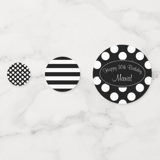 パーソナライズされた水玉模様とストライプ紙吹雪 コンフェッティ (裏面)