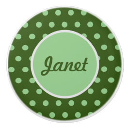 パーソナライズされた水玉模様セラミックノブ（緑） セラミックノブ