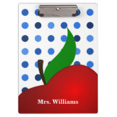 パーソナライズされた水玉模様レッドアップル先生 クリップボード (正面)