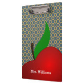 パーソナライズされた水玉模様レッドApple先生クリップボード クリップボード (左)