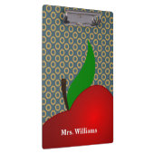 パーソナライズされた水玉模様レッドApple先生クリップボード クリップボード (右)