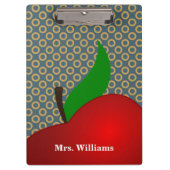 パーソナライズされた水玉模様レッドApple先生クリップボード クリップボード (正面)