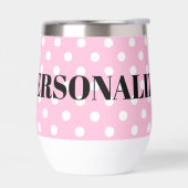 パーソナライズされた水玉模様模様のワイングラスのタンブラー (左面)