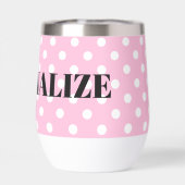 パーソナライズされた水玉模様模様のワイングラスのタンブラー (背面)