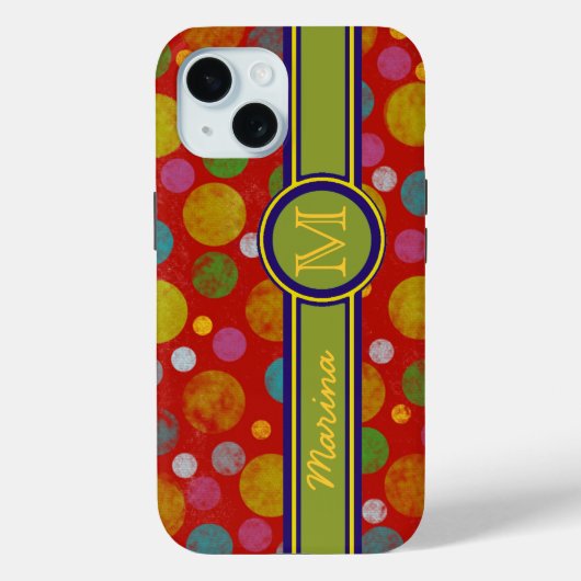 パーソナライズされた水玉模様色 Case-Mate iPhoneケース (裏面)
