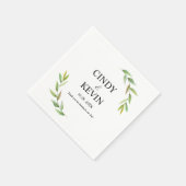 パーソナライズされた水色の緑離れの結婚 スタンダードカクテルナプキン (角)