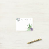 パーソナライズされた水色多肉質 ポストイット (デスク上)