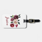 パーソナライズされた水色赤と白バラ ラゲッジタグ (正面横)