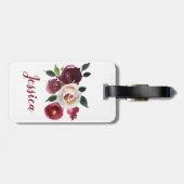 パーソナライズされた水色赤と白バラ ラゲッジタグ (裏面横)
