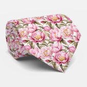 パーソナライズされた水色赤面ピンク牡丹 ネクタイ (ロール)