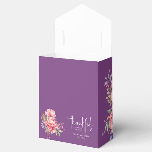 パーソナライズされた永遠に感謝するピンクの牡丹結婚の フェイバーボックス (オープン)