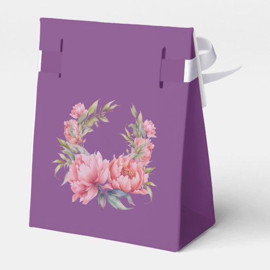 パーソナライズされた永遠に感謝するピンクの牡丹結婚の フェイバーボックス (裏面サイド)