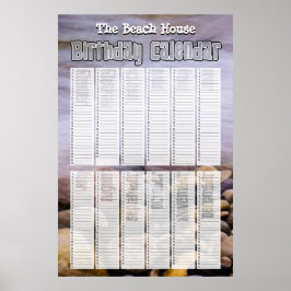 パーソナライズされた永遠のビーチ誕生日カレンダー ポスター