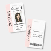 パーソナライズされた法人社員のはずかしいピンクのID バッジ (正面&裏面)