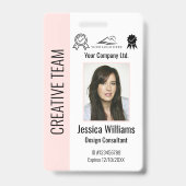 パーソナライズされた法人社員のはずかしいピンクのID バッジ (正面)