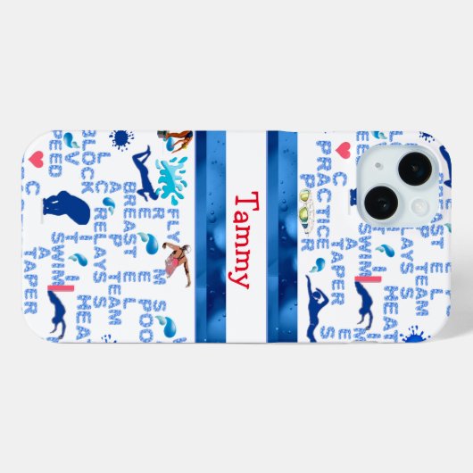 パーソナライズされた泳ぐ人の単語iPhoneケース Case-Mate iPhoneケース (裏面 (横))