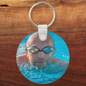パーソナライズされた泳ぐ人写真 キーホルダー (正面)