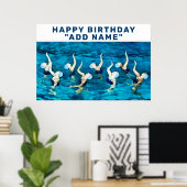 パーソナライズされた泳ぐ人 ポスター (ホームオフィス)