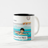 パーソナライズされた泳ぐ人 – 男性の漫画 ツートーンマグカップ (正面右)