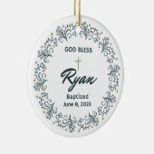 パーソナライズされた洗礼少年ギフト写真記念 セラミックオーナメント (右)