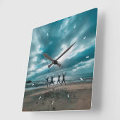 パーソナライズされた海ビーチビューシーン スクエア壁時計 (傾斜)