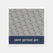 パーソナライズされた海事クジラの尾のラインアート スタンダードカクテルナプキン (正面)