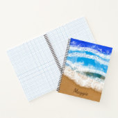 パーソナライズされた海波が砂浜に砕けるビーチ ノートブック (内部)