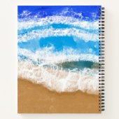パーソナライズされた海波が砂浜に砕けるビーチ ノートブック (裏面)