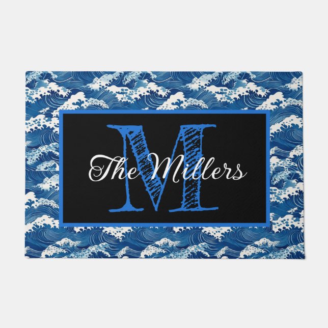パーソナライズされた海波 ドアマット (正面)
