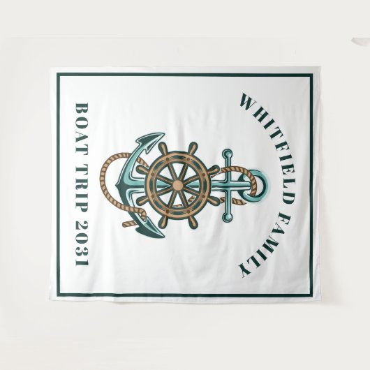 パーソナライズされた海洋アンカー家族写真ブース タペストリー (正面(横))