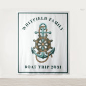 パーソナライズされた海洋アンカー家族写真ブース タペストリー (正面)