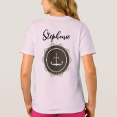 パーソナライズされた海洋レトロいかりとバッジ Tシャツ (裏面)