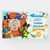 パーソナライズされた海賊の誕生日パーティーバナー　写真 横断幕 (横)