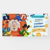 パーソナライズされた海賊の誕生日パーティーバナー 写真 横断幕 (横)