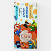 パーソナライズされた海賊の誕生日パーティーバナー 写真 横断幕 (縦)