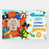 パーソナライズされた海賊の誕生日パーティーバナー　写真 横断幕 (横)