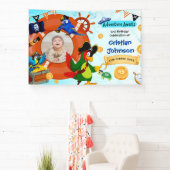 パーソナライズされた海賊の誕生日パーティーバナー　写真 横断幕 (インサイチュ)