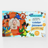 パーソナライズされた海賊の誕生日パーティーバナー　写真 横断幕 (横)