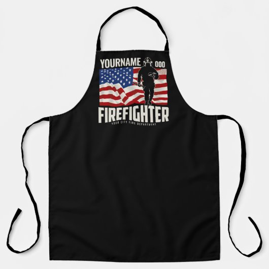パーソナライズされた消防士の救出アメリカ国旗の愛国心 エプロン (正面)