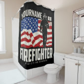 パーソナライズされた消防士の救出アメリカ国旗の愛国心 シャワーカーテン (インサイチュ)