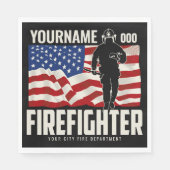 パーソナライズされた消防士の救出アメリカ国旗の愛国心 スタンダードランチョンナプキン (正面)