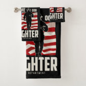 パーソナライズされた消防士の救出アメリカ国旗の愛国心 バスタオルセット (インサイチュ)