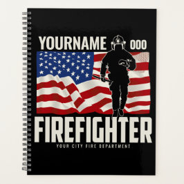 パーソナライズされた消防士の救出アメリカ国旗の愛国心 プランナー手帳